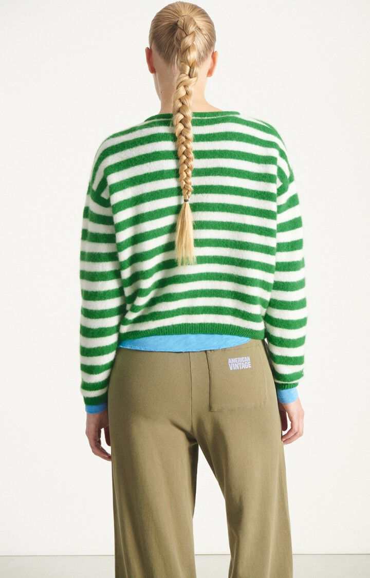 American Vintage Cardigan Vitow Striped White Clover