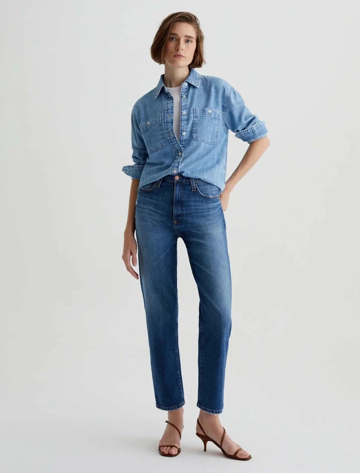 AG Rian High Rise Straight Denim 14 Years Stereo