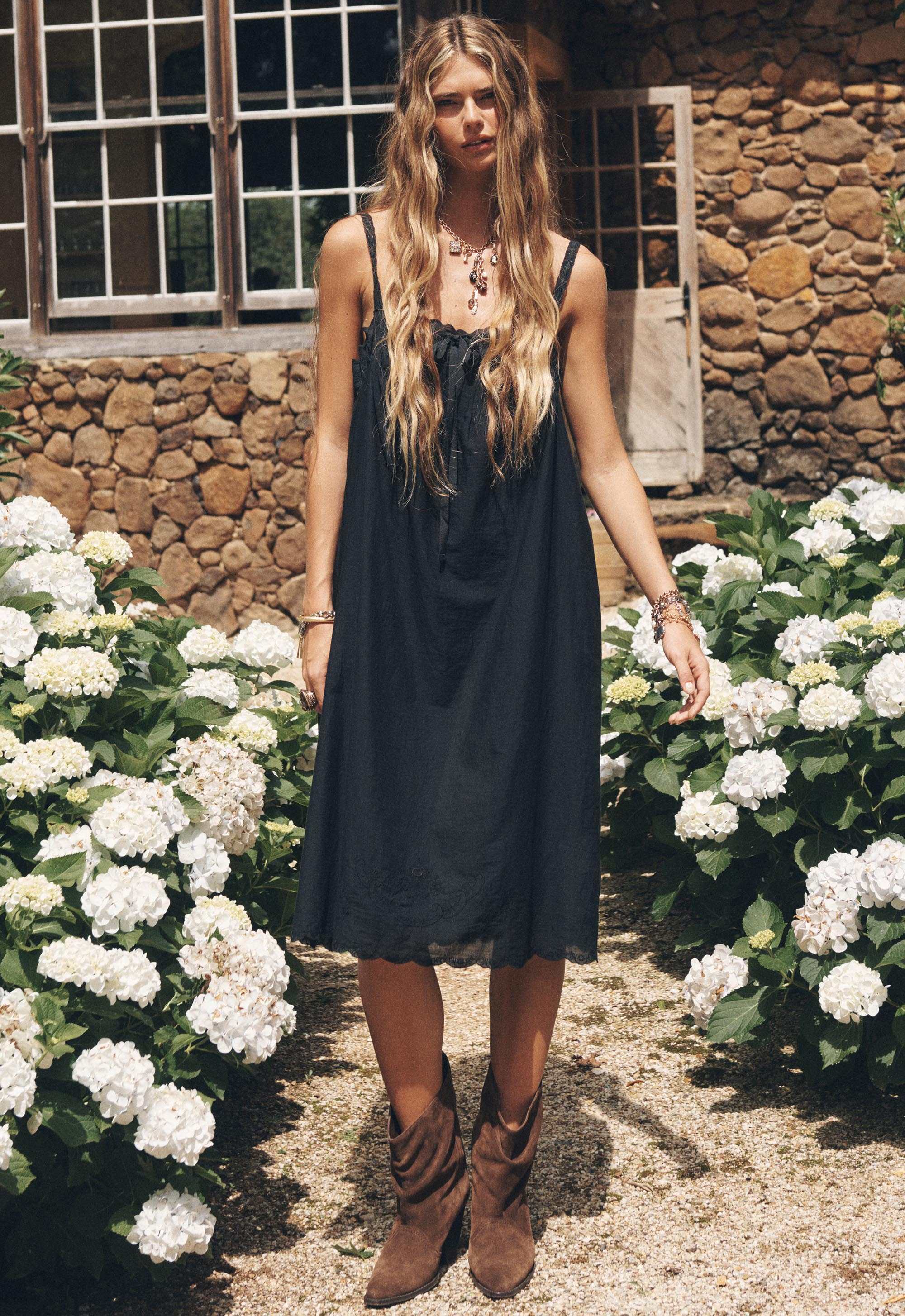 Spell Vintage Petticoat Midi Dress Onyx  