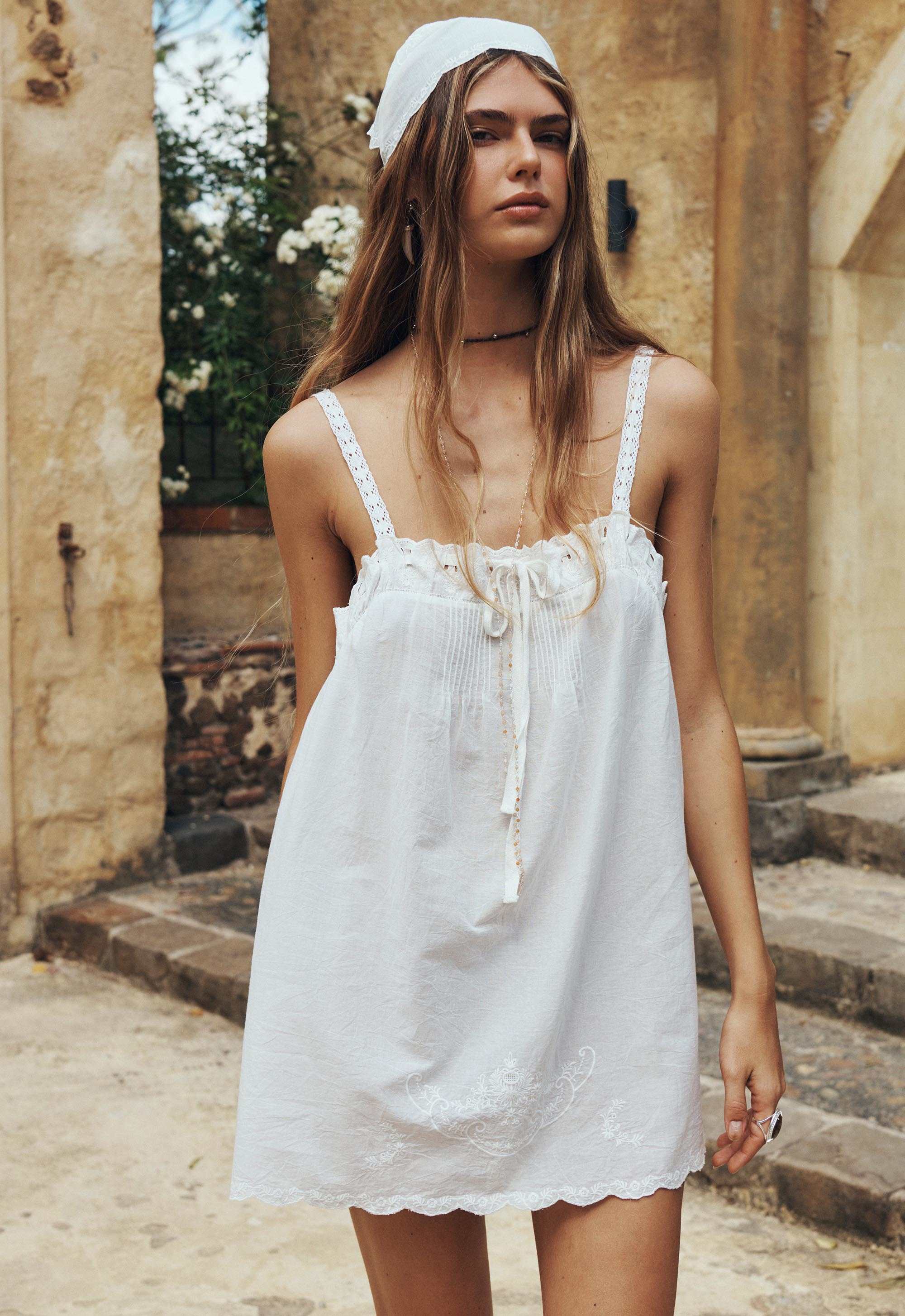 Spell Vintage Petticoat Mini Dress Vintage White
