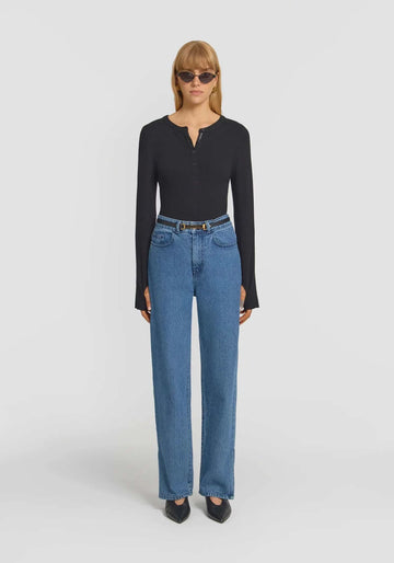 Viktoria and Woods Clique Rib Henley Black