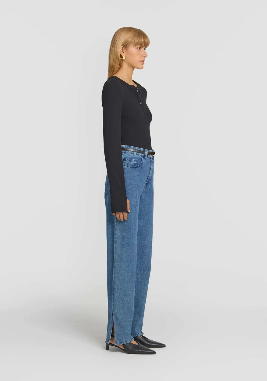 Viktoria and Woods Clique Rib Henley Black