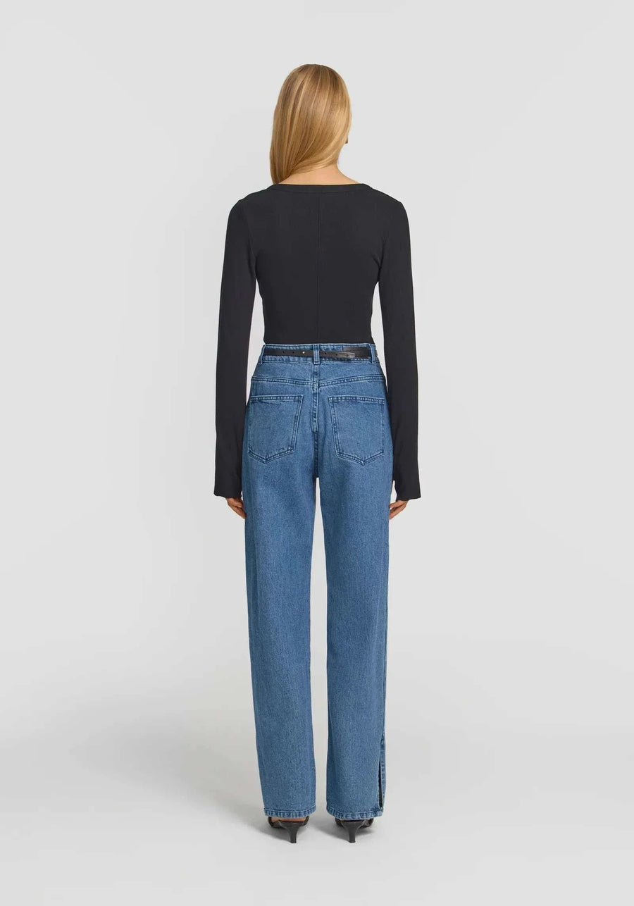 Viktoria and Woods Clique Rib Henley Black