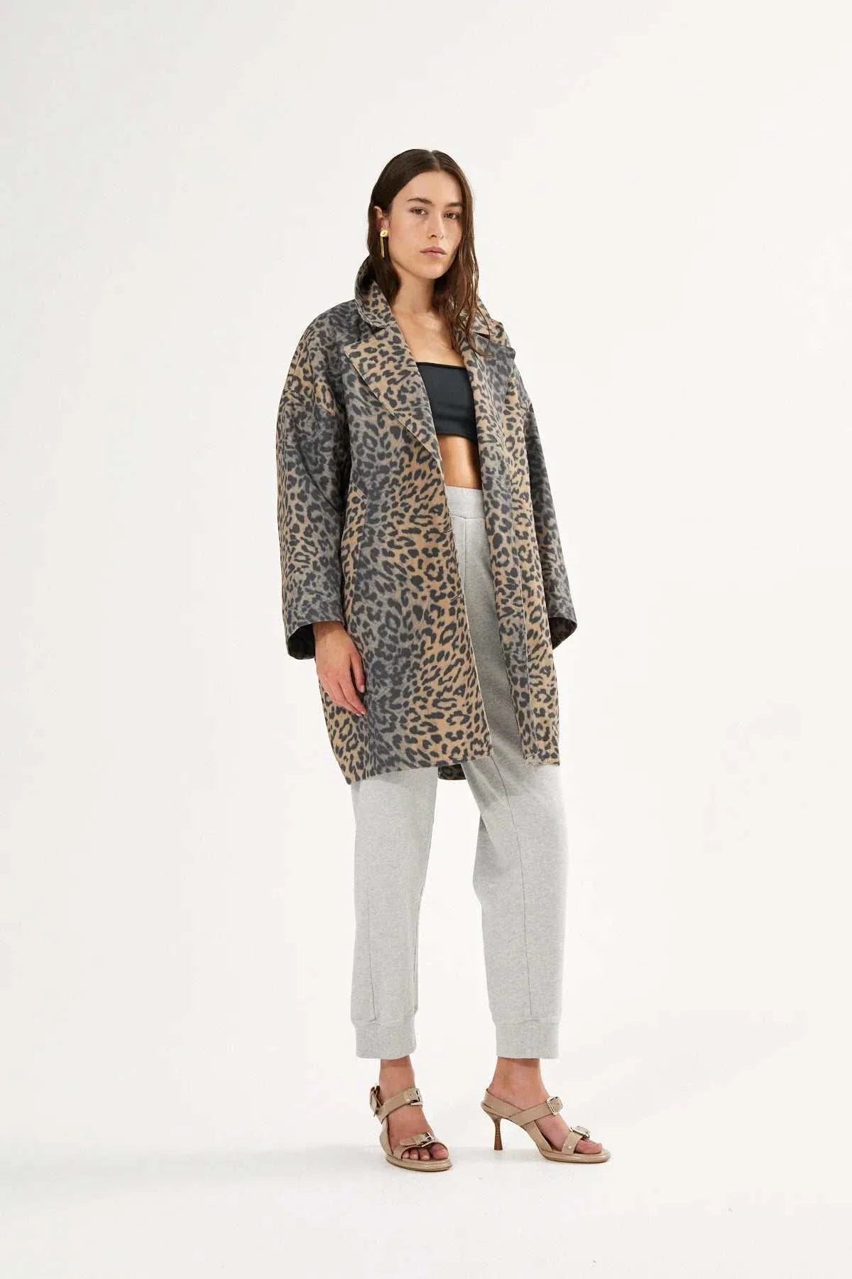 Rabens Saloner Jaqline Oversized Jacket Leopard