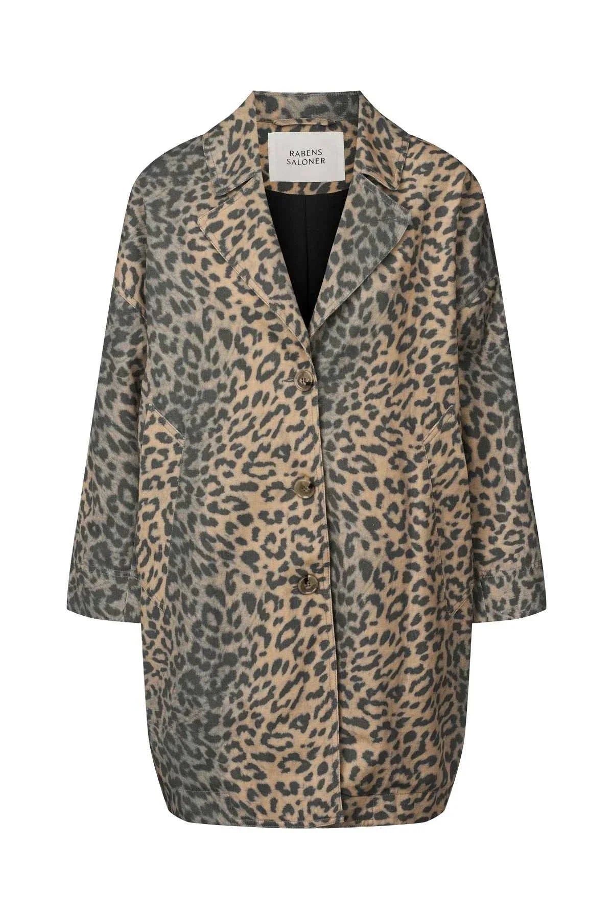Rabens Saloner Jaqline Oversized Jacket Leopard