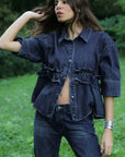Rabens Saloner Paige Denim Shirt Jacket Dark Washed Indigo