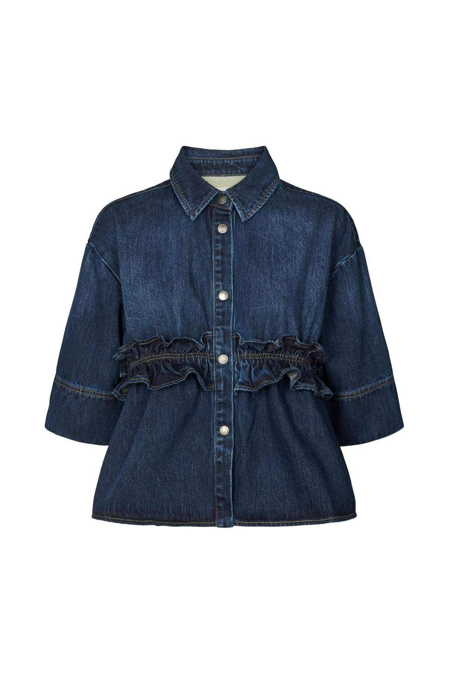 Rabens Saloner Paige Denim Shirt Jacket Dark Washed Indigo