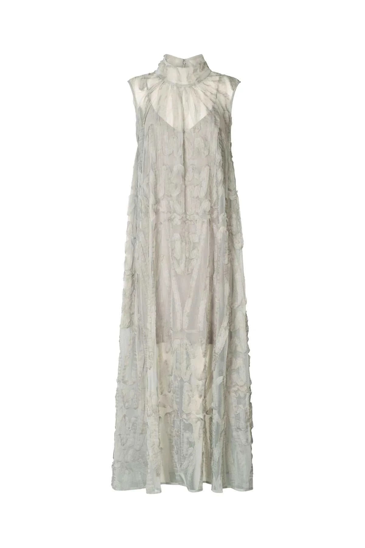 Rabens Saloner Allison Splash Netting Dress Silver