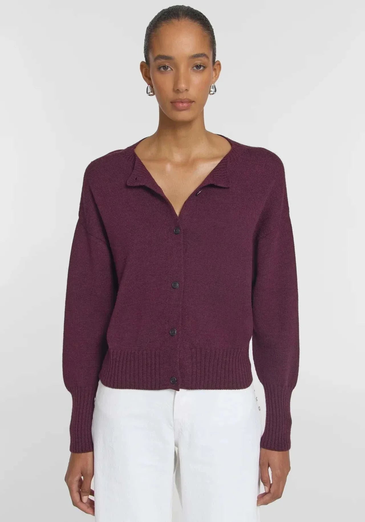 Viktoria and Woods Hart Merino Cardigan Garnet