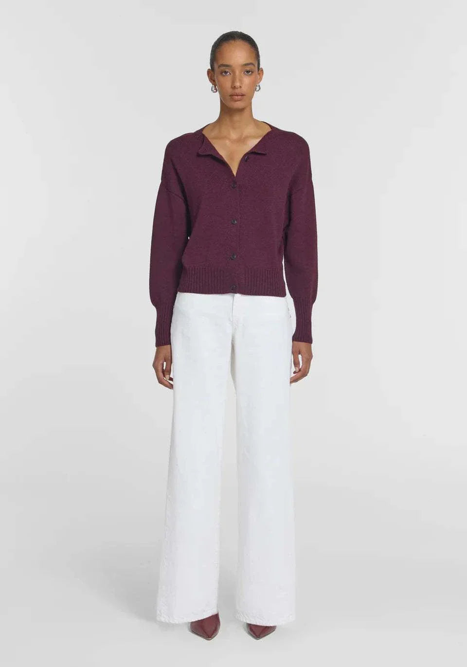 Viktoria and Woods Hart Merino Cardigan Garnet