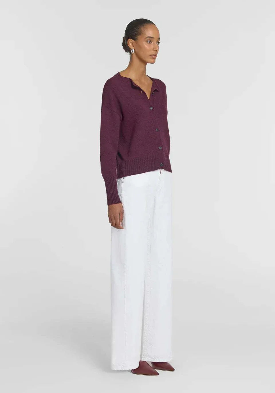 Viktoria and Woods Hart Merino Cardigan Garnet