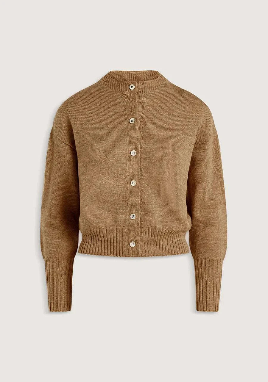 Viktoria and Woods Hart Merino Cardigan Wicker Marl