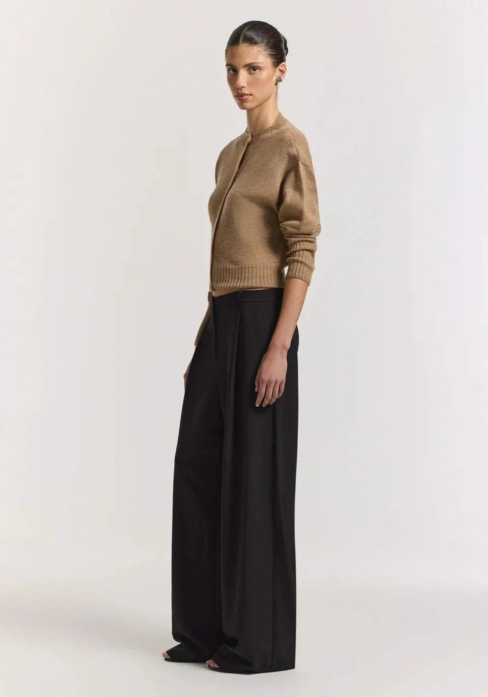 Viktoria and Woods Hart Merino Cardigan Wicker Marl