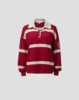 Viktoria and Woods Rival Polo Knit Scarlet Stripe