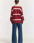 Viktoria and Woods Rival Polo Knit Scarlet Stripe