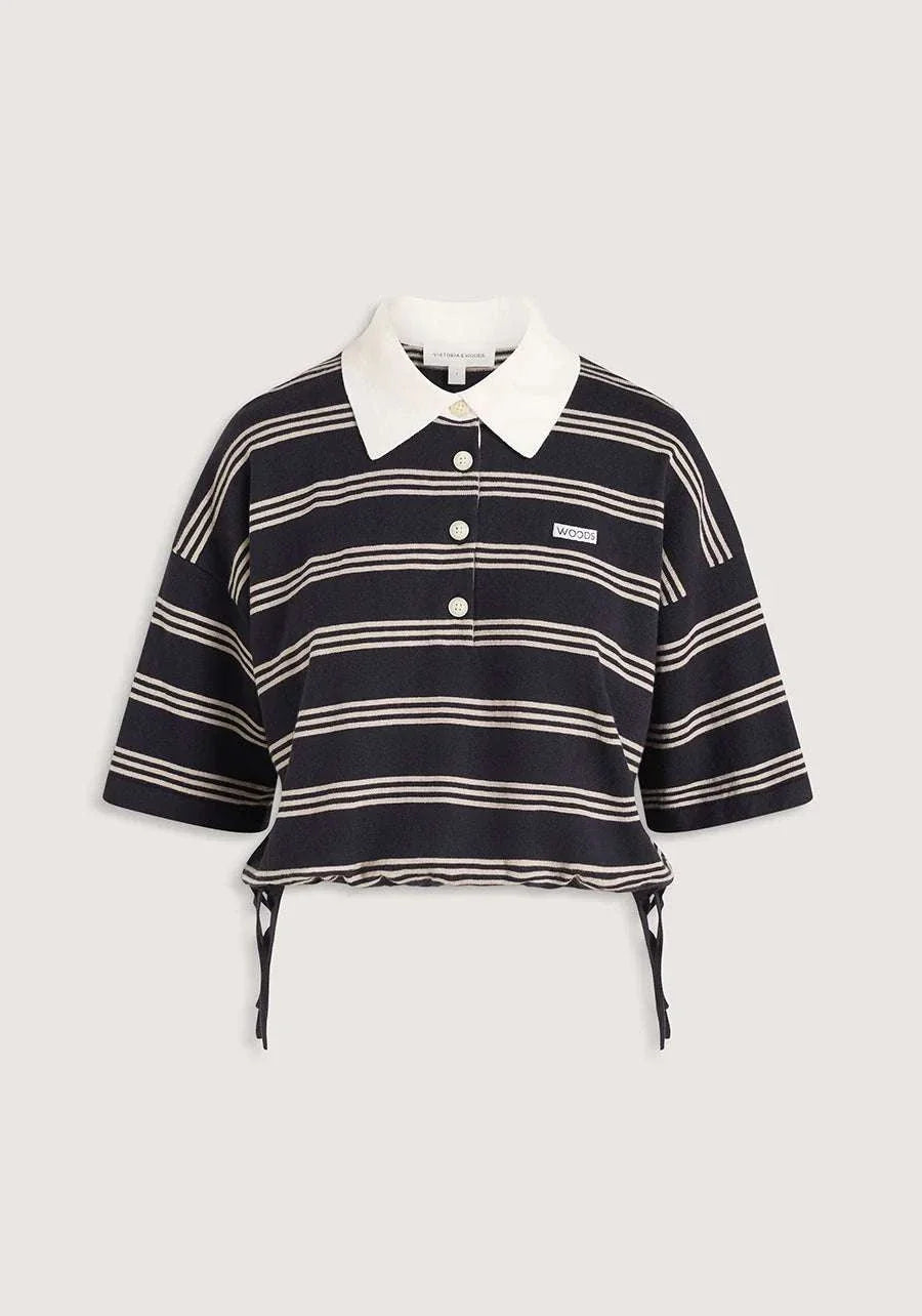 Viktoria and Woods Hibiscus Polo Navy Stripe