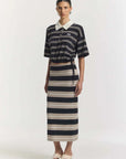 Viktoria and Woods Hibiscus Polo Navy Stripe