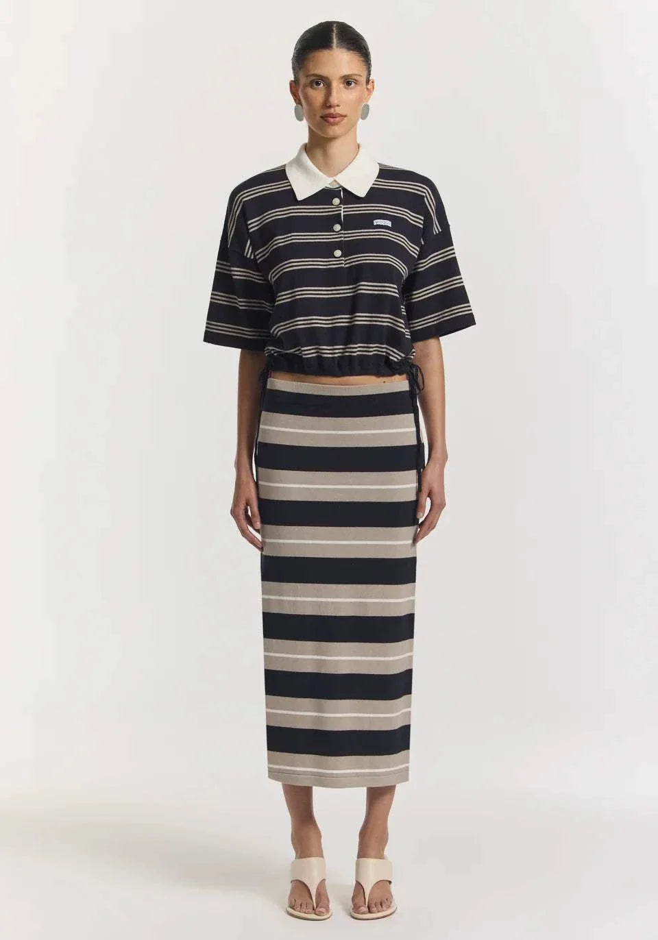 Viktoria and Woods Hibiscus Polo Navy Stripe