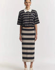 Viktoria and Woods Hibiscus Polo Navy Stripe