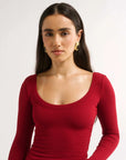 Primi Nat Scoop Long Sleeve Top Currant