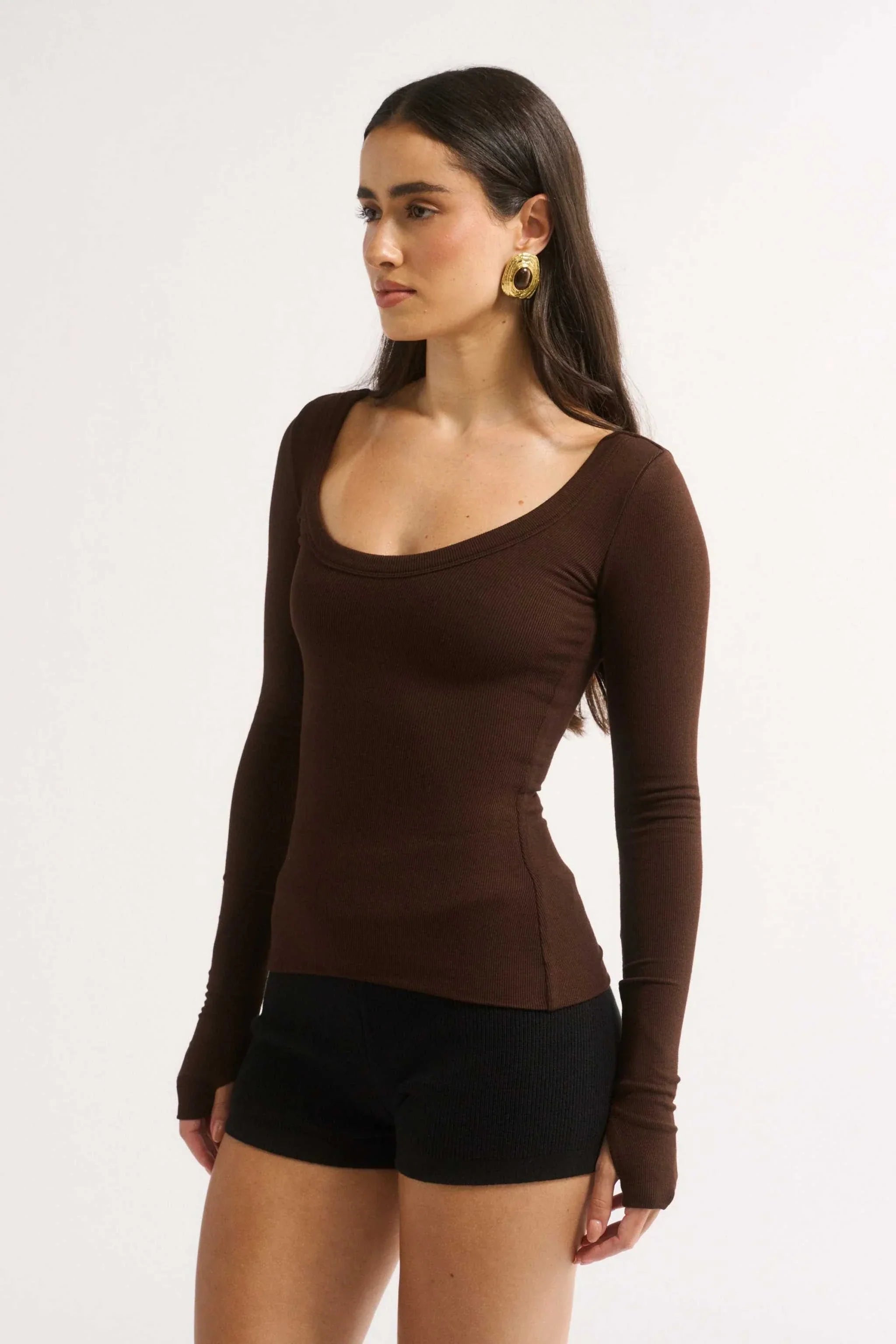 Primi Nat Scoop Long Sleeve Cocoa