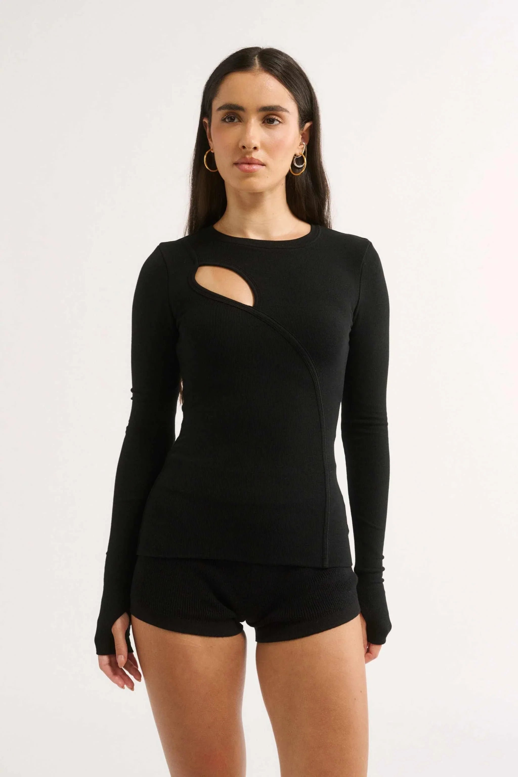 Primi Neve Cutout Long Sleeve Black