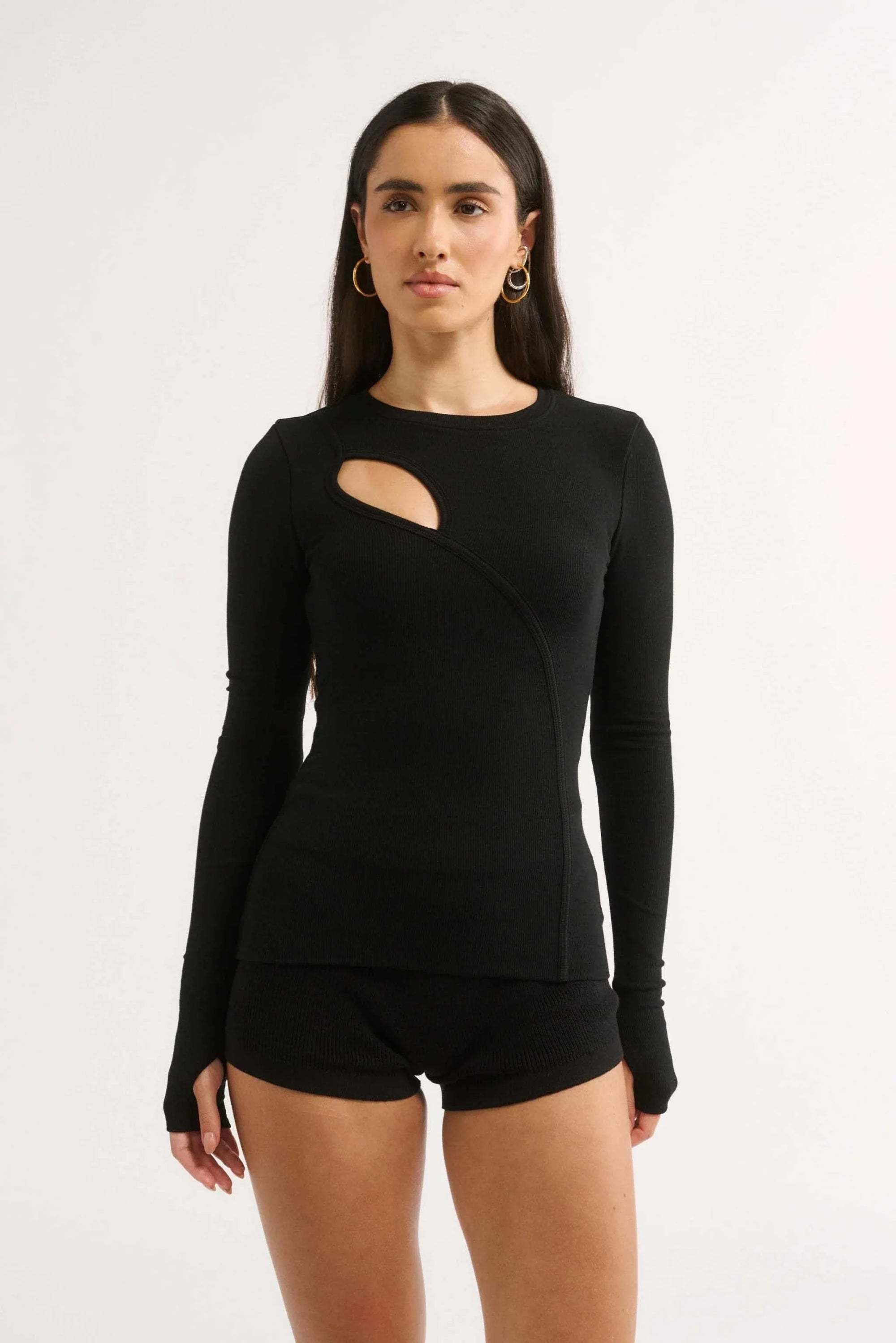 Primi Neve Cutout Long Sleeve Black