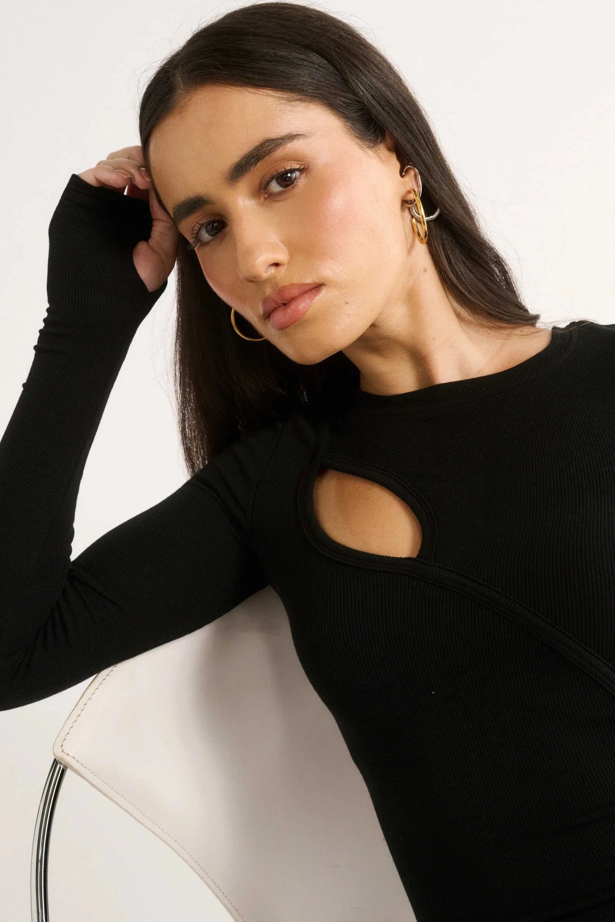 Primi Neve Cutout Long Sleeve Black