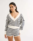 Primi Sonny V Neck Jumper Navy Stripe