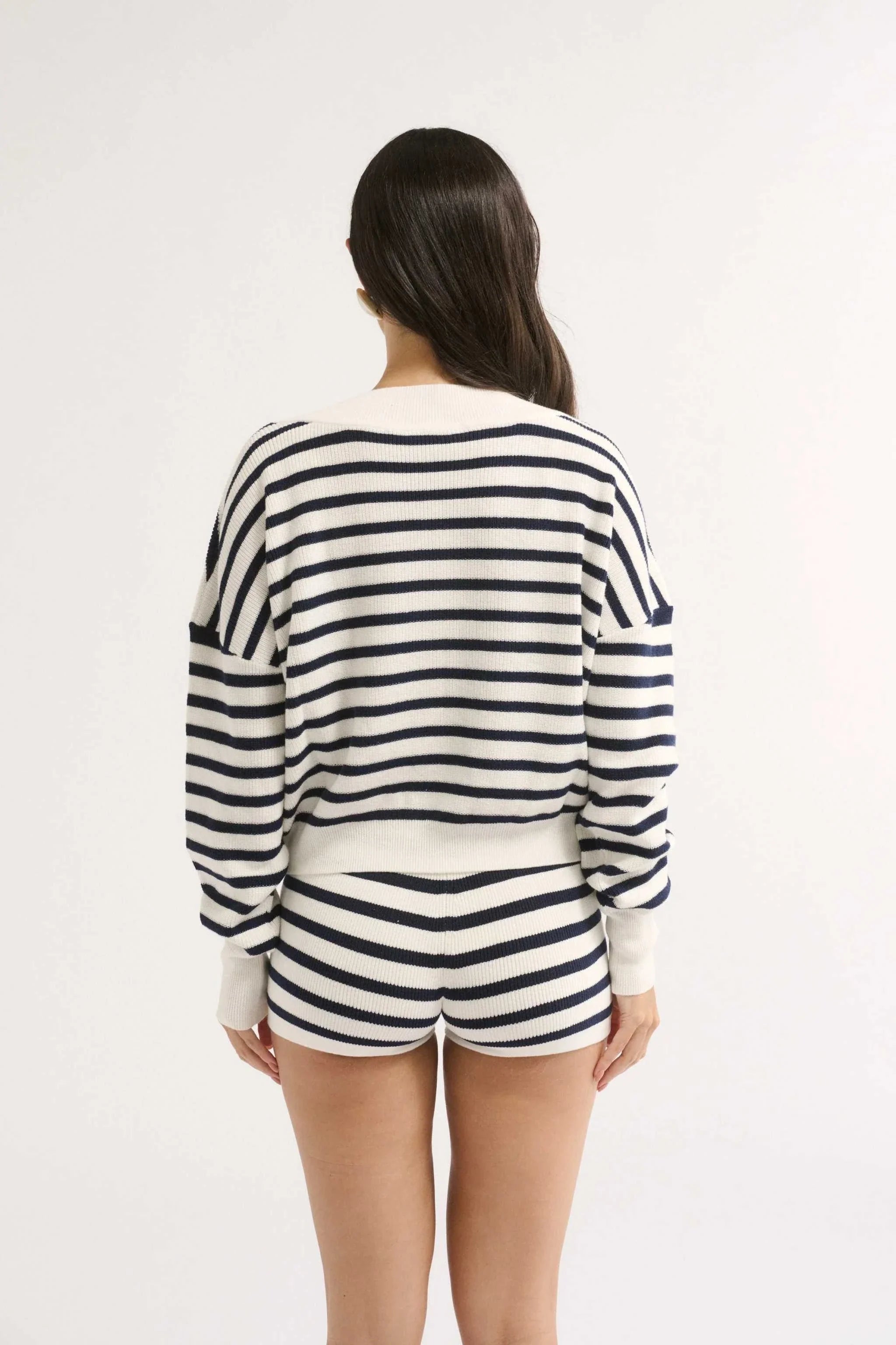 Primi Sonny V Neck Jumper Navy Stripe