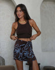 Luna Lane Lou Wrap Skirt Chocolate Blue Flower