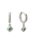 Murkani Wandering Soul Green Onyx Huggie Earrings Silver