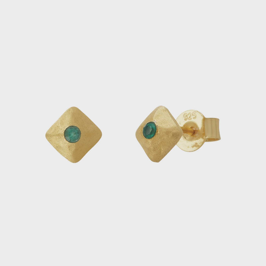 Murkani Wandering Soul Green Onyx Studs Gold