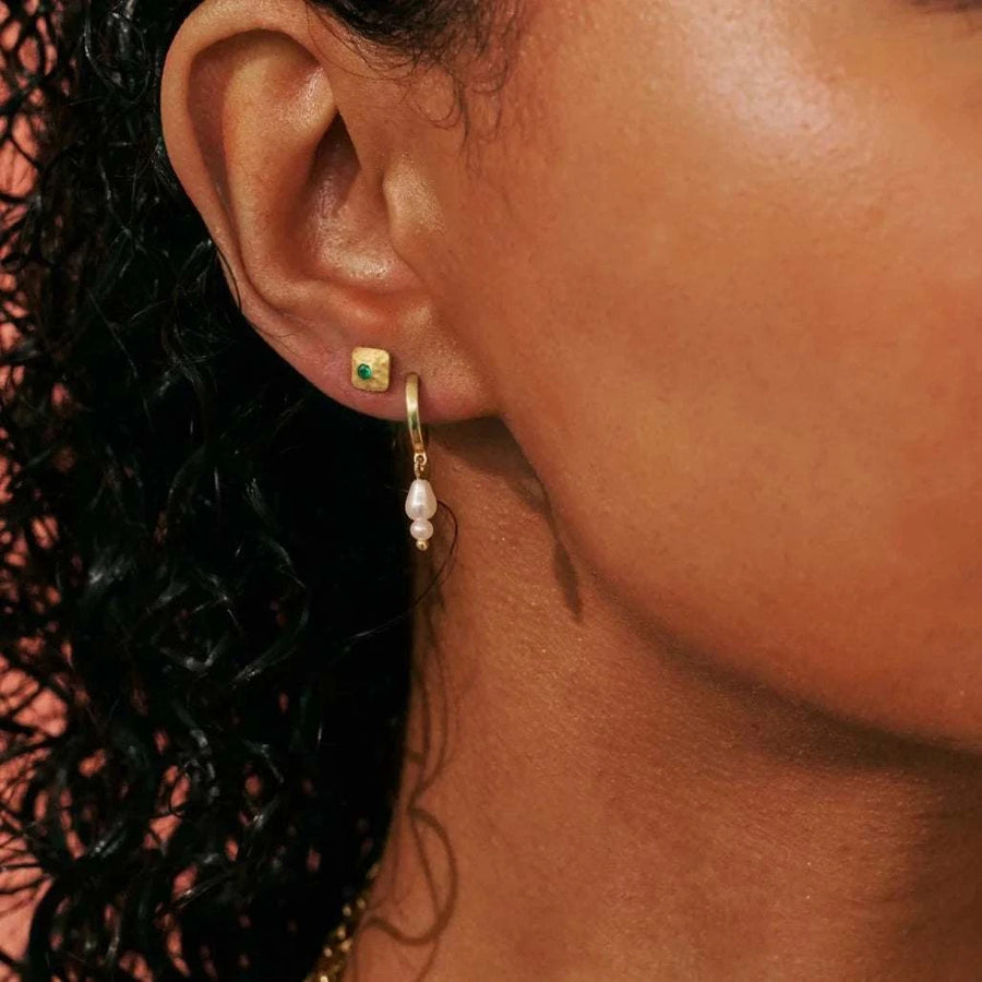 Murkani Wandering Soul Green Onyx Studs Gold