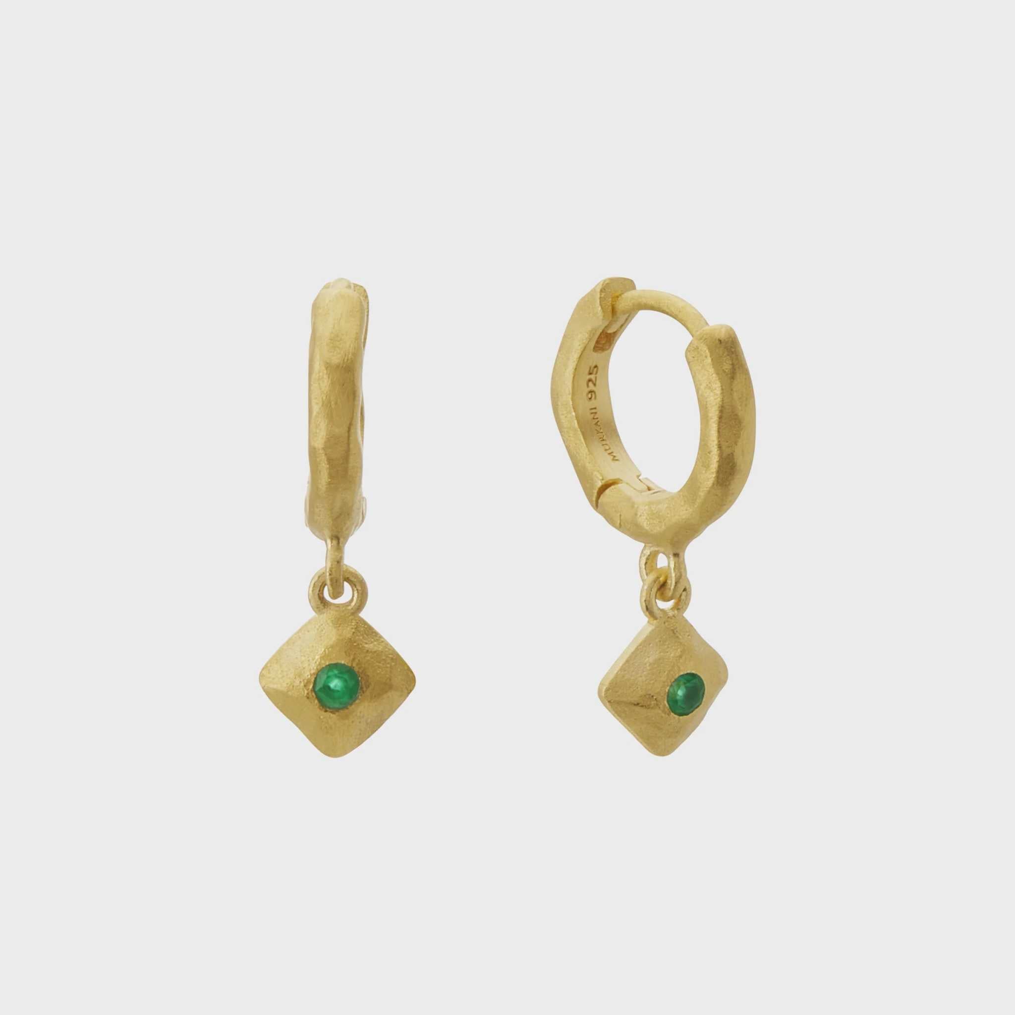 Murkani Wandering Soul Green Onyx Huggie Earrings