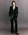Courtney Zheng Xander Silk Velvet Corduroy Blazer Moss