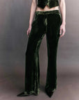 Courtney Zheng Xander Silk Velvet Corduroy Pants Moss