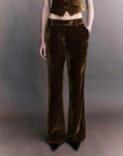 Courtney Zheng Xander Silk Velvet Corduroy Pants Cognac