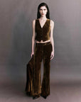 Courtney Zheng Xander Silk Velvet Corduroy Pants Cognac