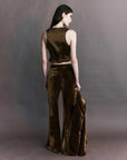 Courtney Zheng Xander Silk Velvet Corduroy Pants Cognac
