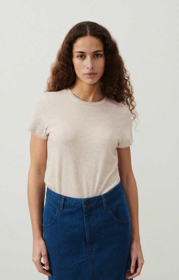 American Vintage Ypawood T Shirt Short Sleeve Crew Neck Heather Grey