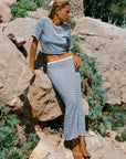 Zulu and Zephyr Knit Tie Tee Blue Pin Stripe