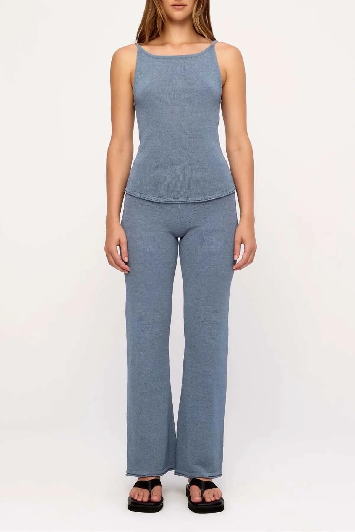 Zulu and Zephyr Textured Knit Tank Denim Blue