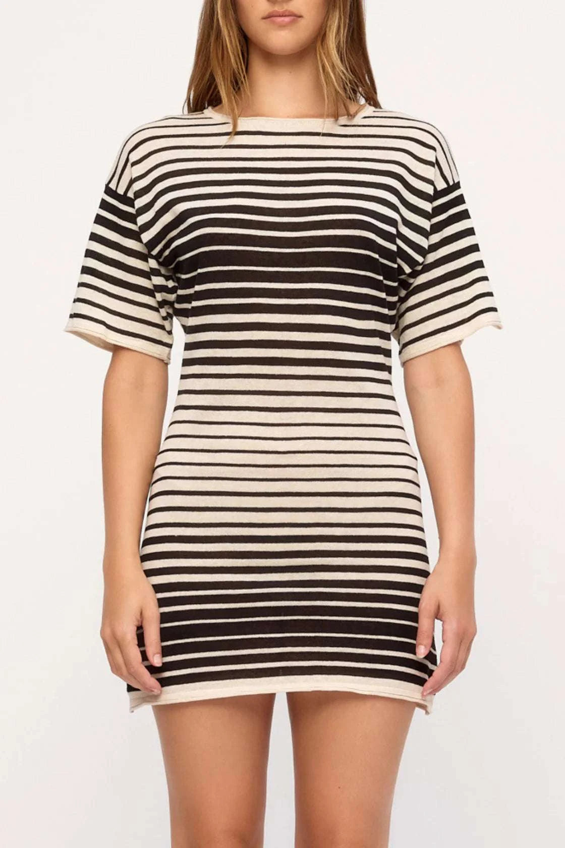Zulu and Zephyr Ramie Cotton Knit Mini Dress Ombre Stripe
