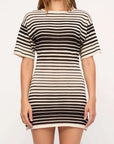Zulu and Zephyr Ramie Cotton Knit Mini Dress Ombre Stripe