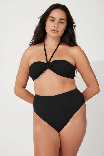 Zulu and Zephyr Black Textured Waisted Full Brief
