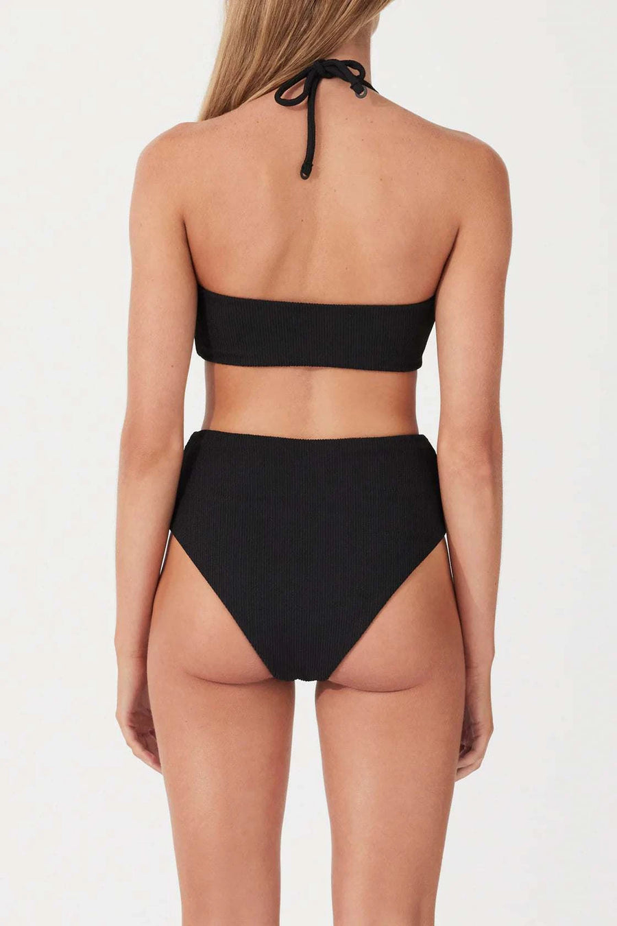Zulu and Zephyr Black Textured Waisted Full Brief