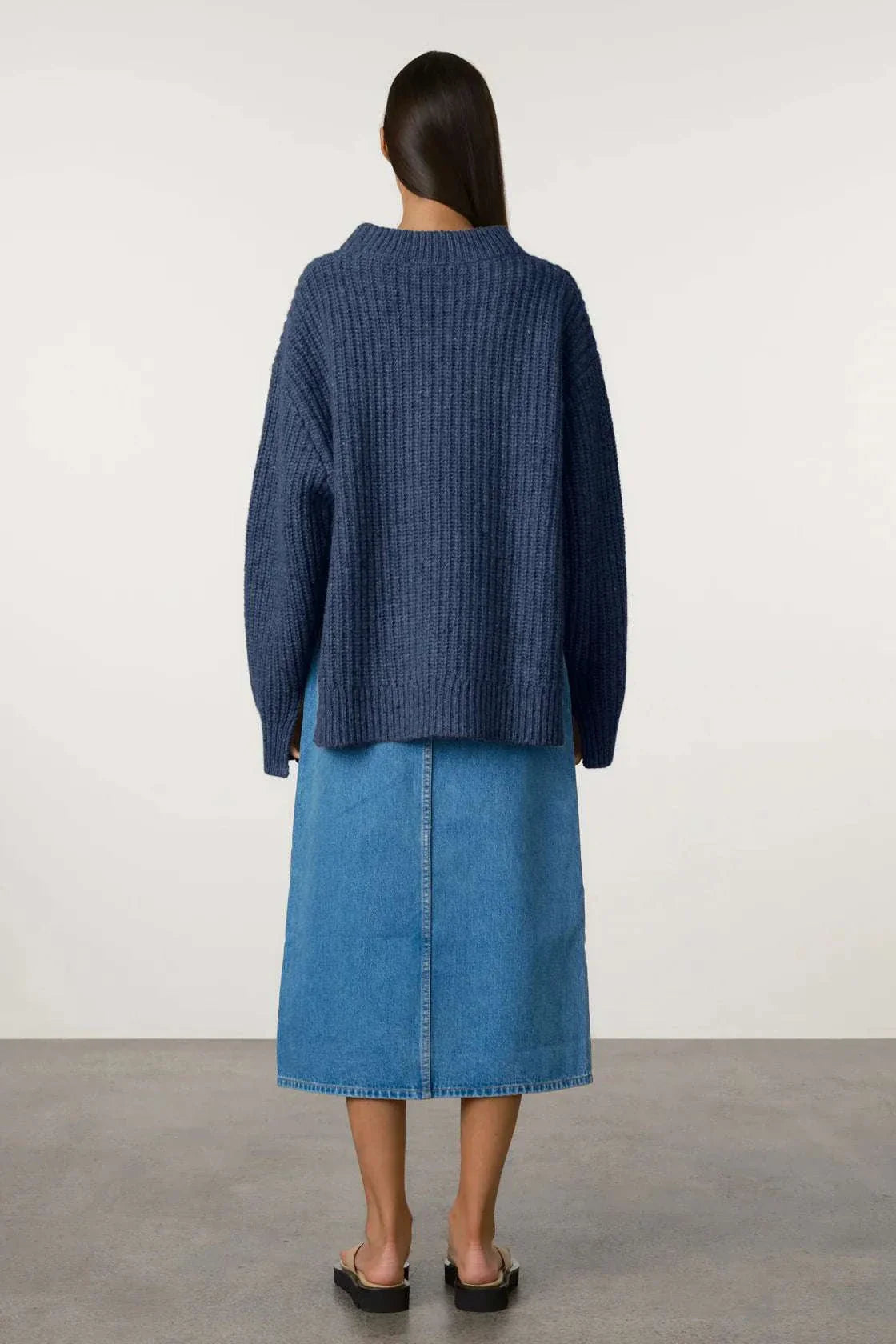 Zulu and Zephyr Merino Wool Blend Knit Jumper Indigo Blue