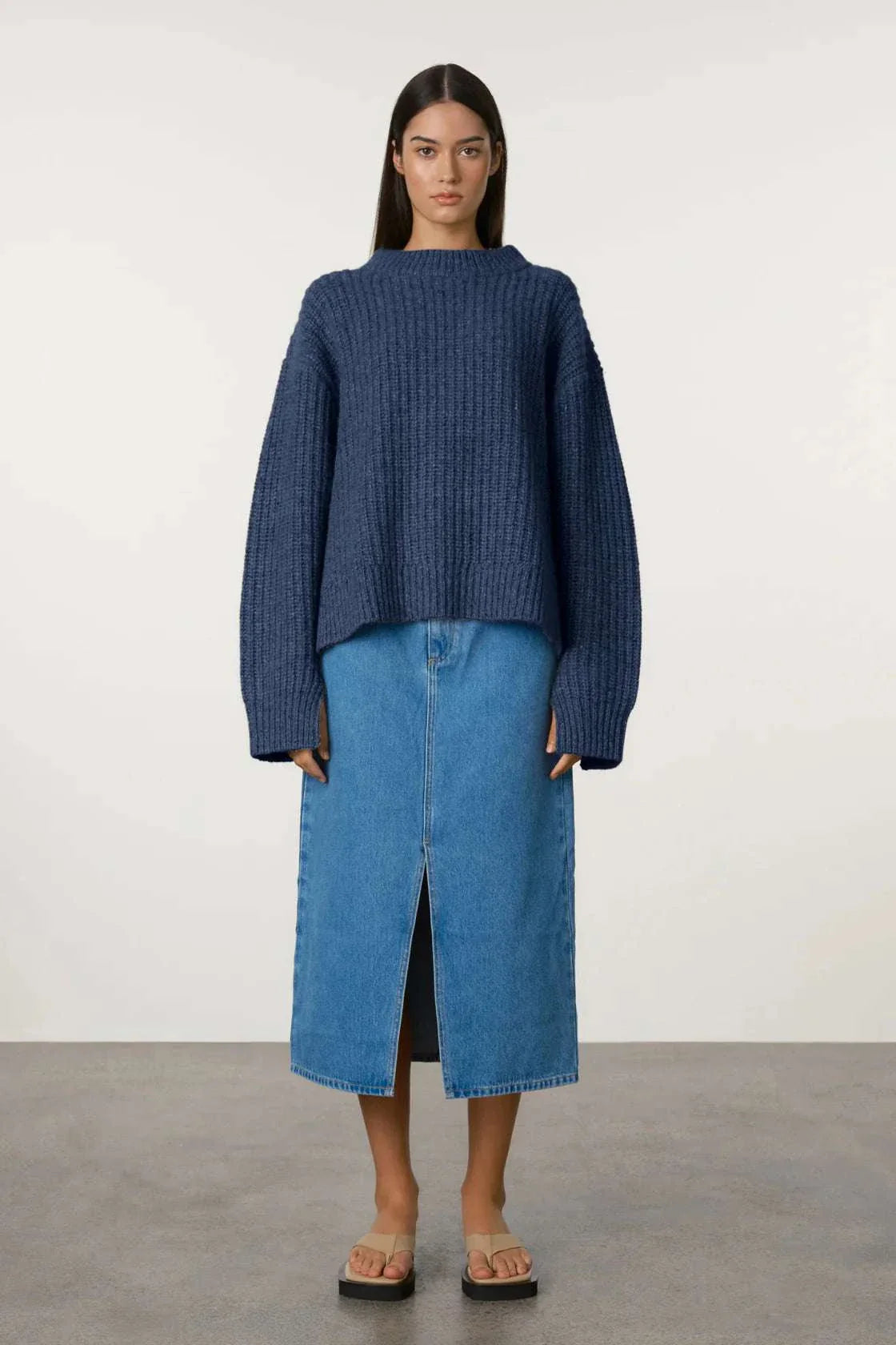 Zulu and Zephyr Merino Wool Blend Knit Jumper Indigo Blue