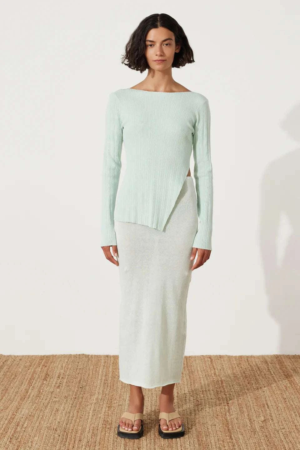 Zulu and Zephyr Seaglass Rib Knit Top.